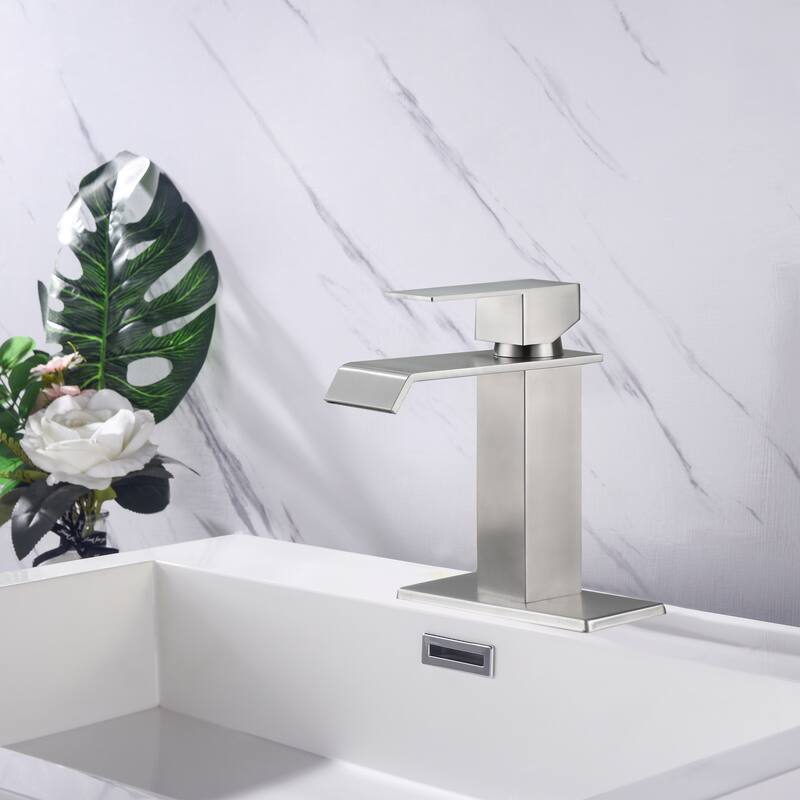 Modern Single Handle Bathroom Sink Faucet with Ceramic Cartridge and Pop Up Drain Assembly, Aerator, Anti Corrosion, Single Hole