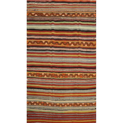 Hand Woven Oriental 100% Wool Carpet Southwestern Tribal Multi-Colored Kilim Area Rug - 8' 2'' X 5' 0''