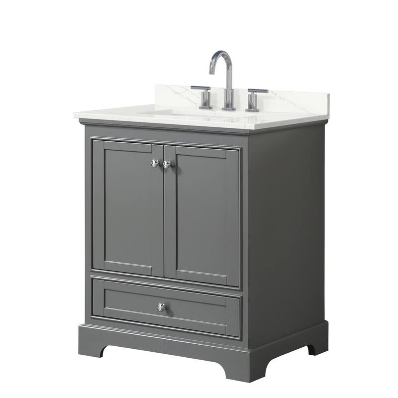 Wyndham Collection WCS202030S-QTZ-US3MXX Deborah 30" Free Standing - Dark Gray / Giotto Quartz Top / Polished Chrome