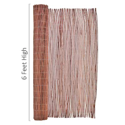 Natural Willow Rolled Panel Fence Decorative Fencing Natural 6' H L x 8' L