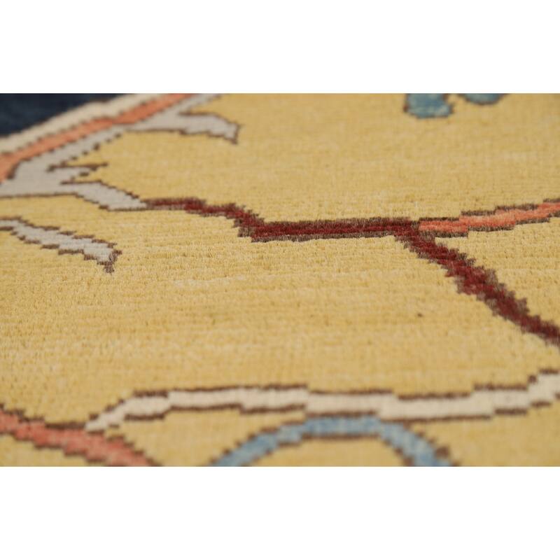 Vegetable Dye Geometric Heriz Oriental Area Rug Handmade Wool Carpet - 9'0" x 11'11"