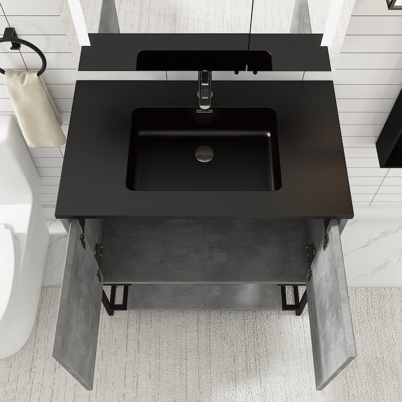 30-inch Freestanding Bath Vanity with Cultured Mable Top