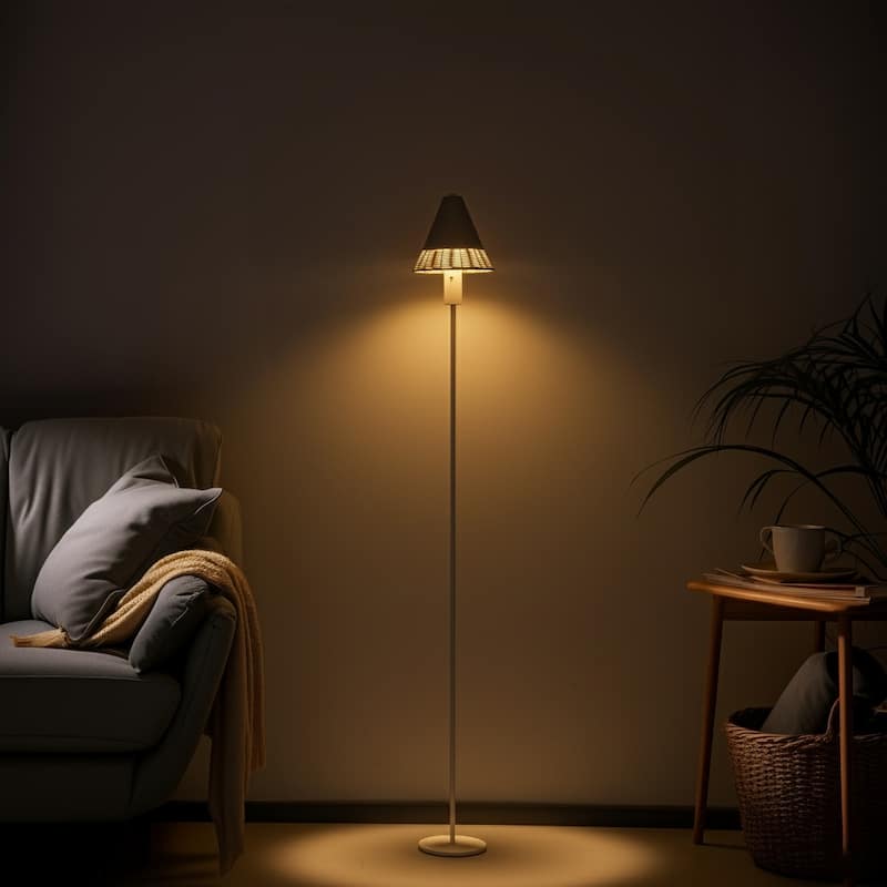 Minimal Rechargeable Rattan floor lamp