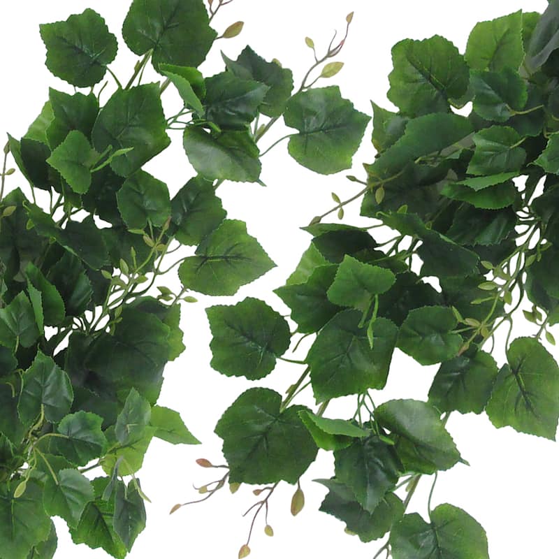 Set of 2 Artificial Grape Leaf Ivy Hanging Plant Greenery Foliage Bush UV Resistant Indoor Outdoor 30in - 30" L x 13" W x 9" DP