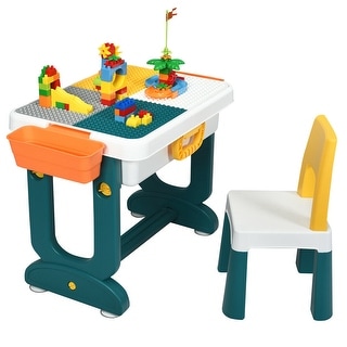 Gymax 5 in 1 Kids Activity Table Set w/ Chair Toddler Luggage Building - See Details