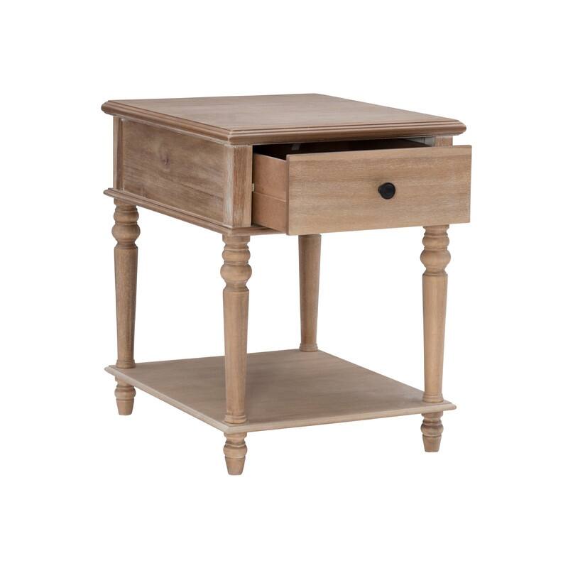 Linon Jowin Classic Wood Side Table with Storage