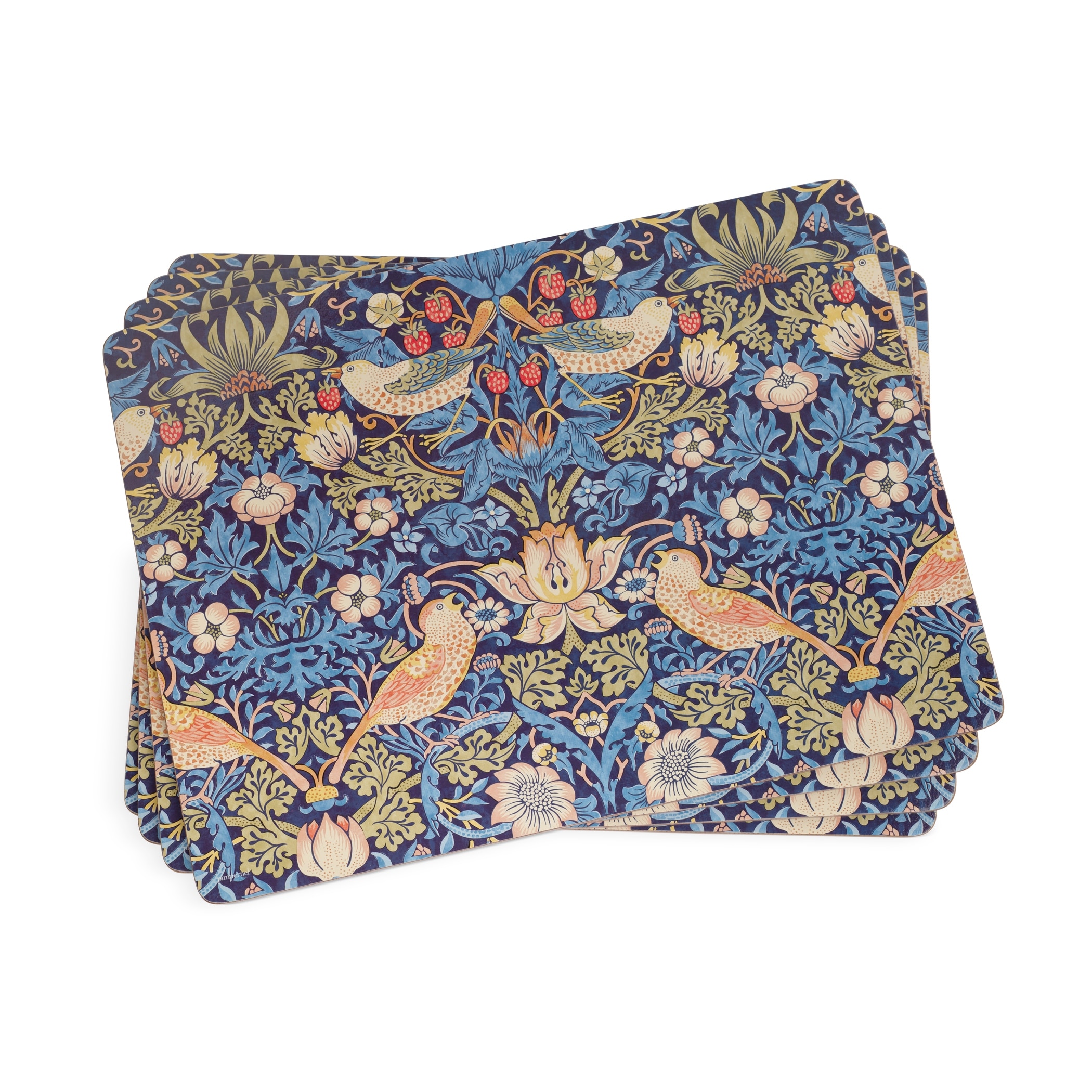 Pimpernel Morris Co Strawberry Thief Cork Back Placemats Heat Stain Resistant - set of 4