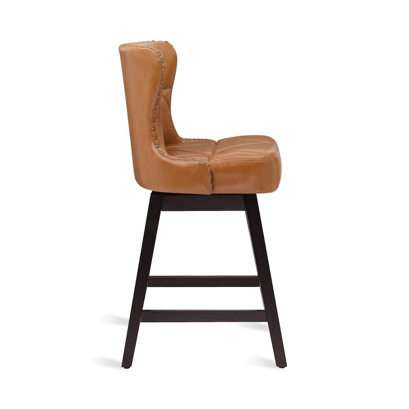 26 in. Mid-Century Modern Faux Leather/Fabric Swivel Bar Stools for Kitchen Island（Set of 3） - 20"W x 20"D x 39"H