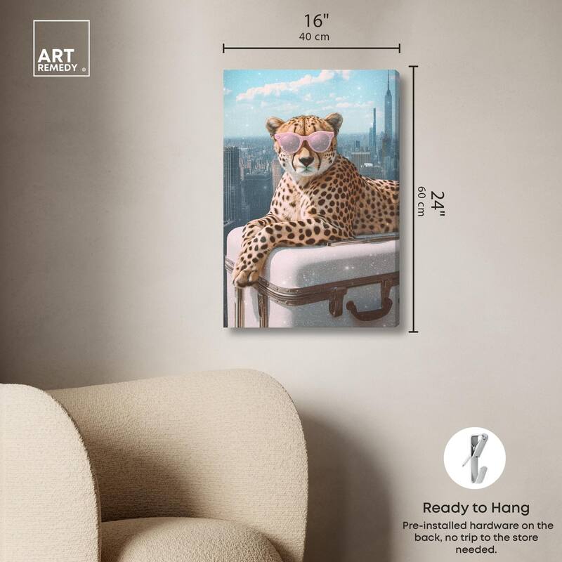 Cheetah Luggage NYC Canvas by Art Remedy, Gallery Wrapped