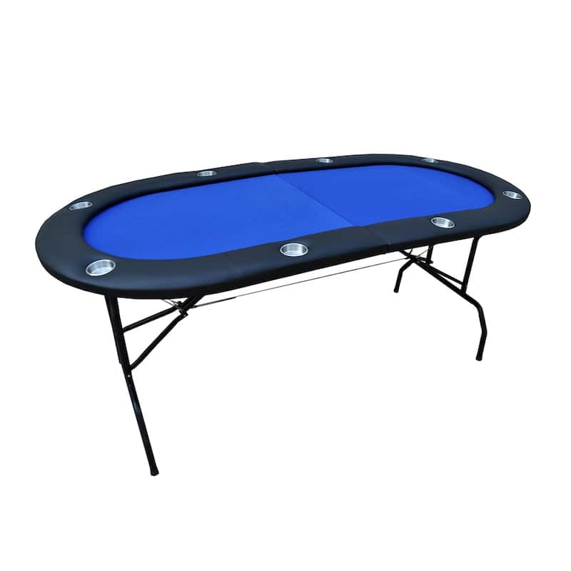 73inch Oval Light Series GREEN Felt Foldable Casino Game Poker Table - Blue