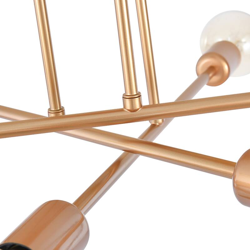 6-Light Modern Industrial Linear Sputnik Branch Semi-Flush Mount Light Ceiling Light