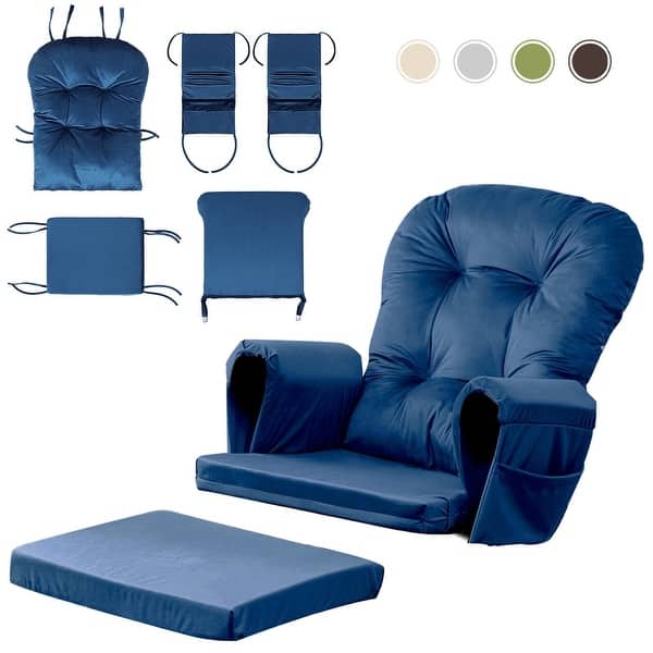 slide 2 of 13, Glider Cushion Set Velvet Cotton Pads for Rocking Chair & Ottoman
