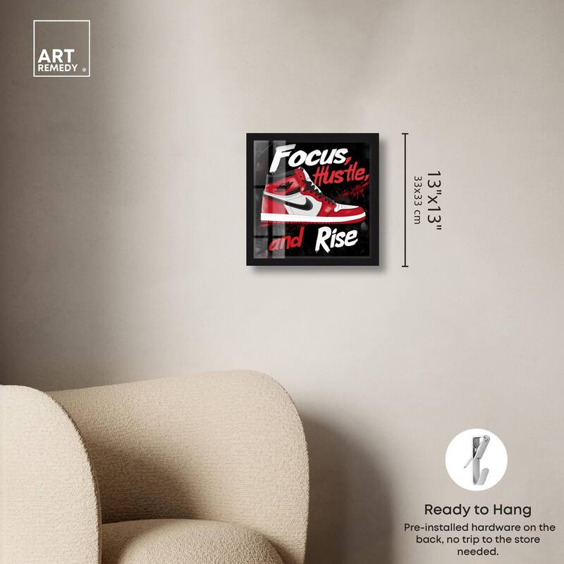 Hustle and Rise Sneaker Red Shadowbox by Art Remedy
