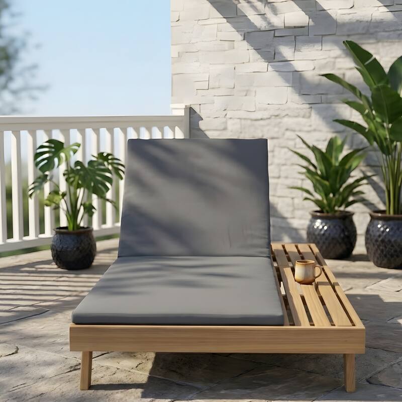 Lounge Chair Set with Open-Sided Design Black Lacquered Locust Wood Frame with Waterproof Cushions
