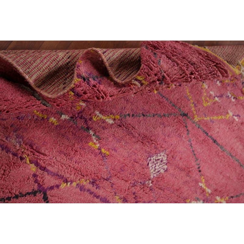 Pink Plush Moroccan Area Rug Handmade Wool Carpet - 7'11" x 10'10"