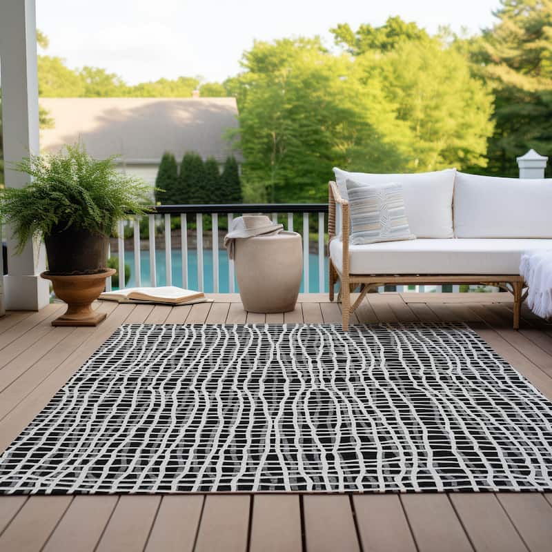 Machine Washable Indoor/ Outdoor Chantille Modern Abstract Rug