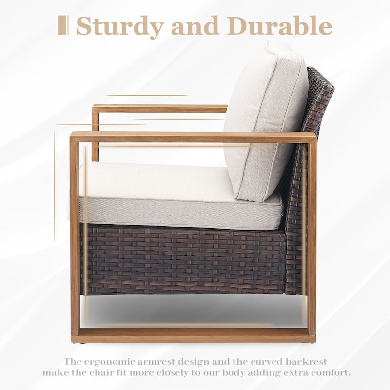 Pocassy Outdoor Sofa Patio Chair with Fire Table Set