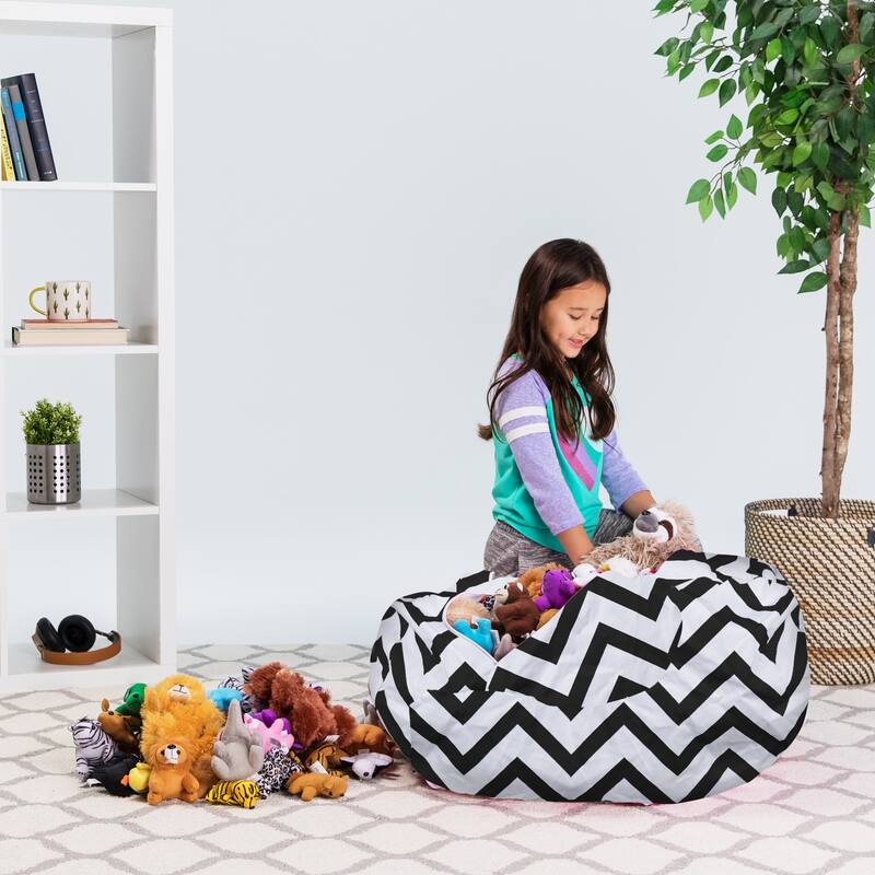 Kids Bean Bag Chair Cover Stuffed Animal Storage or Toy Organizer