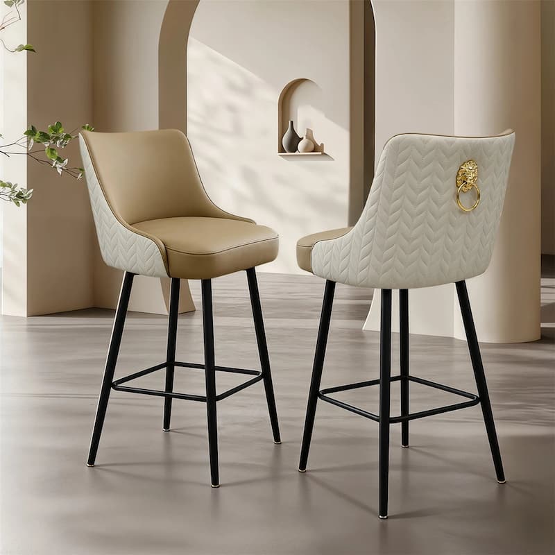 Bar Stools for Kitchen Counter Height Leather 360° Swivel Footrest