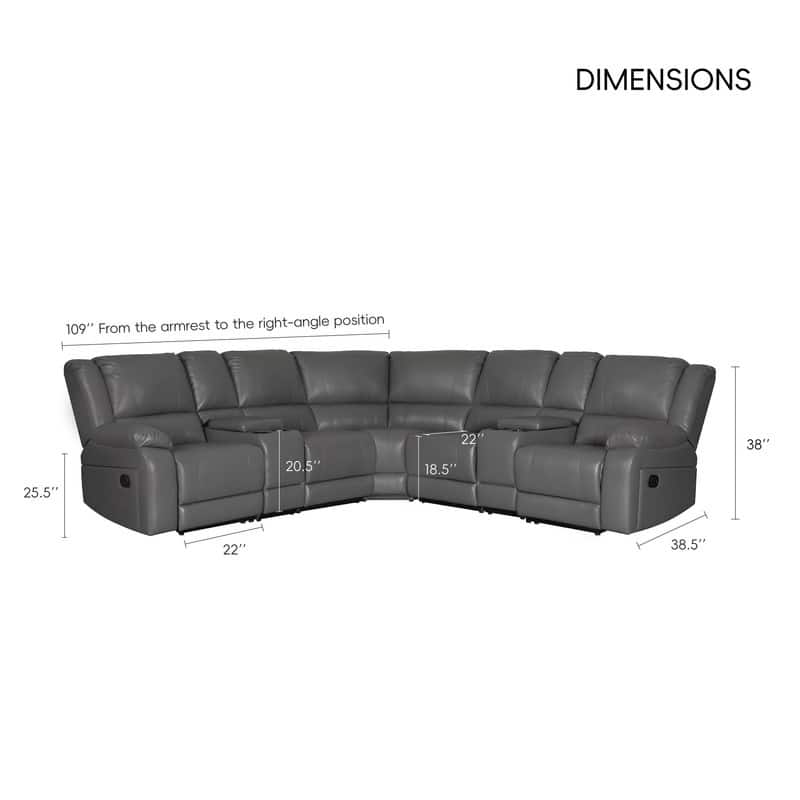 109" W Modern Contemporary Faux Leather 7 Piece Sectional Recliners