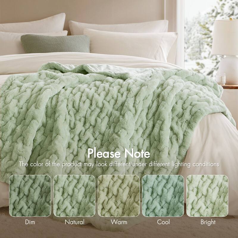 Madison Park Ruched Fur Throw