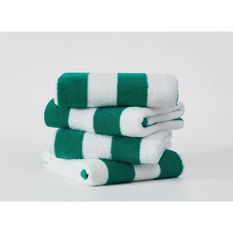 Oceanfront Resort Classic Cabana 4 PACK Beach Towel. - Green
