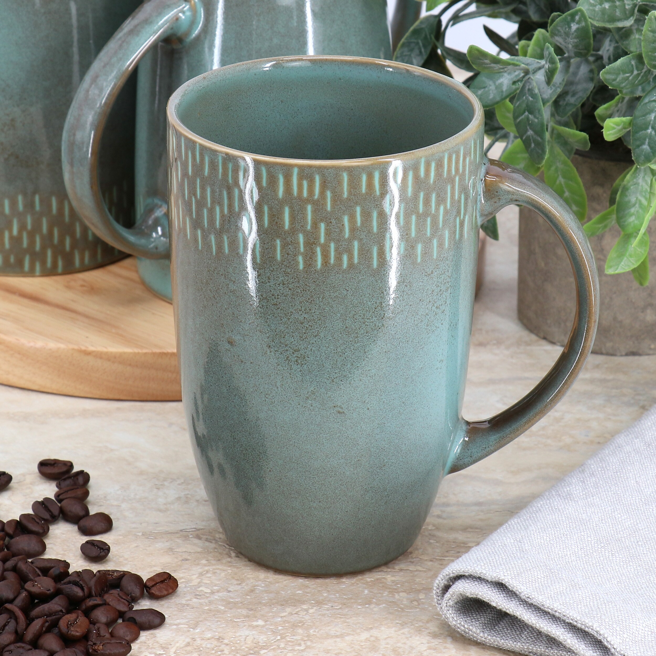 Meritage Jasper 6 Piece 22 Ounce Stoneware Tall Latte Cup Set in