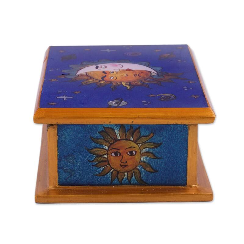 Novica Handmade Solar Love Reverse Painted Glass Decorative Box