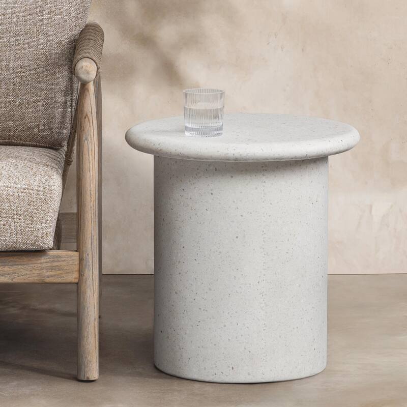 Classic Home Nysa Outdoor Concrete End Table - 20W x 20D x 20.08H - 20W x 20D x 20.08H