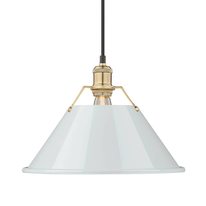 Yep by Golden Lighting Orwell 1-light 14in Pendant in Brushed Champagne Brass and Dusky Blue shade - Gold