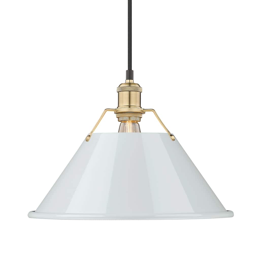 Yep by Golden Lighting Orwell 1-light 14in Pendant in Brushed Champagne Brass and Dusky Blue shade - Gold