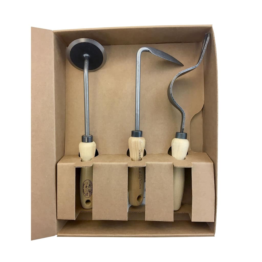 DeWit Tool Gift Set - 3 Piece Weeding - Disc Weeder, RIgh Hand Cape Cod Weeder and the Weedpopper