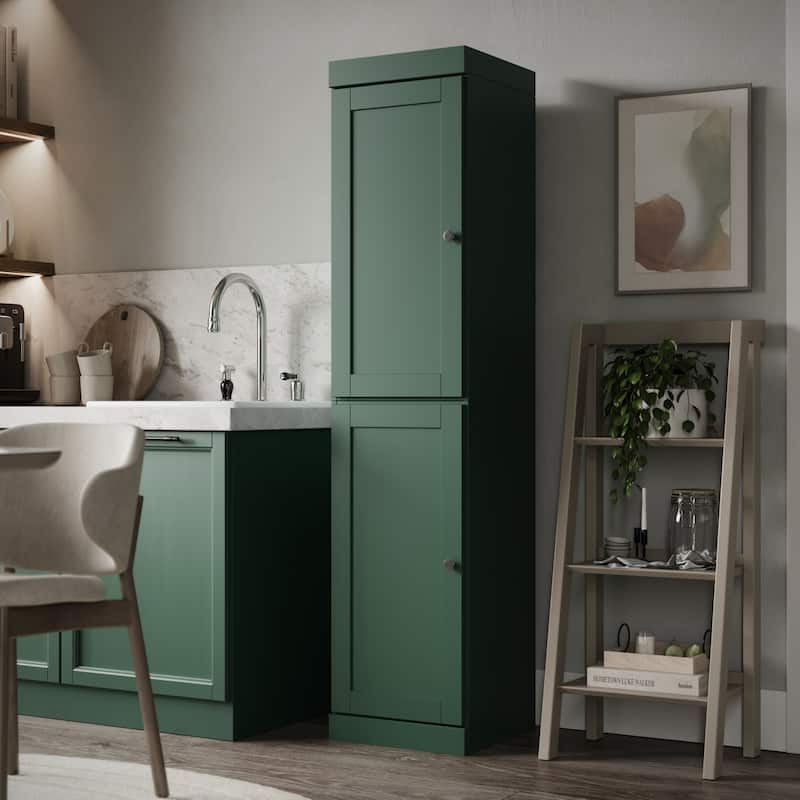Palace Imports 100% Solid Wood 16.5" Kitchen Pantry Cabinet with Shaker Doors and Adjustable Shelves - Green