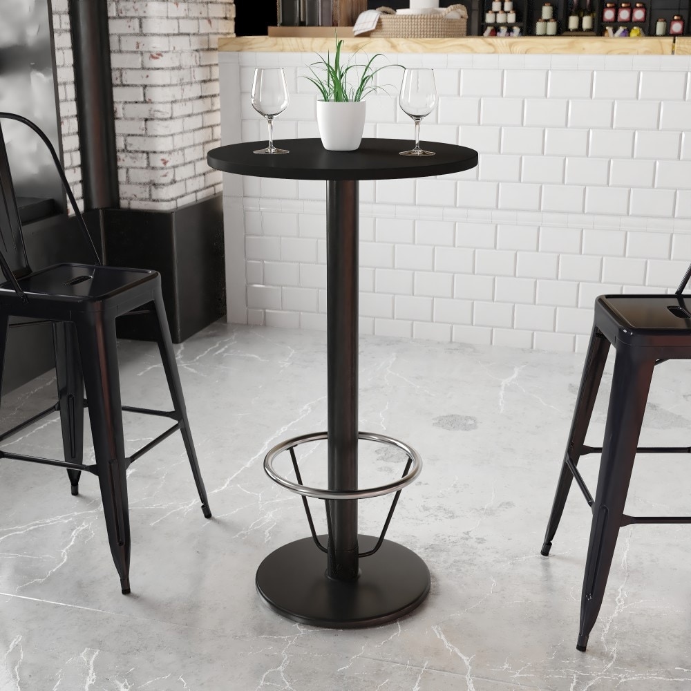 24'' Round Laminate Table Top with 18'' Round Bar Height Table Base