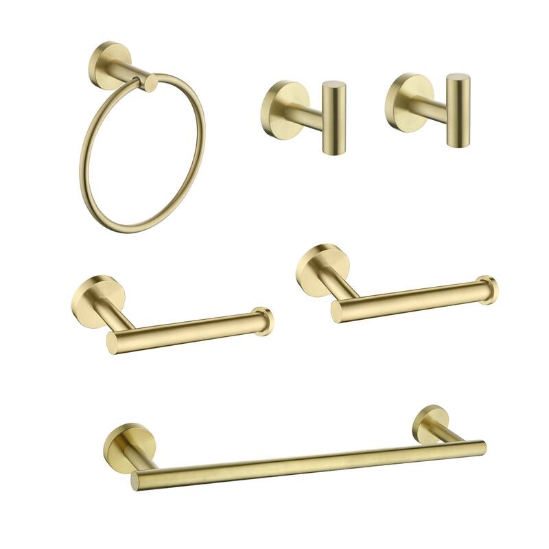 6-PCS Stainless Steel Bathroom Hardware Set,Round Shape