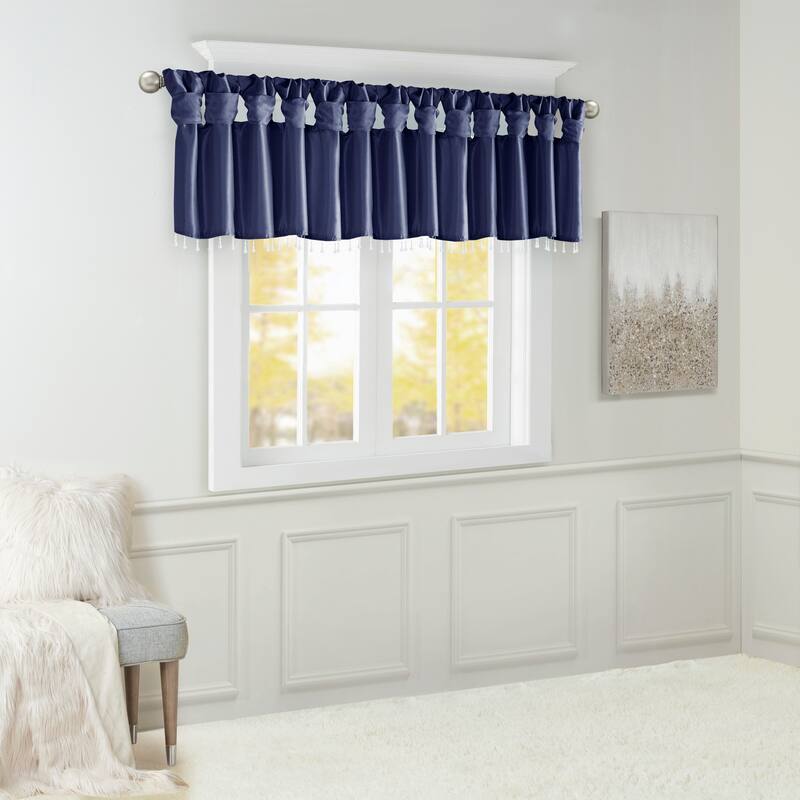 Madison Park Natalie Lightweight Faux Silk Valance with Beads - 50x26"