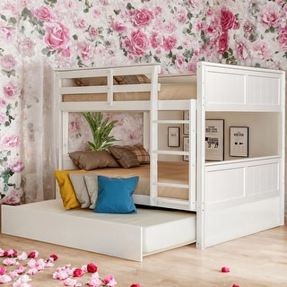 Full Over Full Bunk Bed With Twin Size Trundle For Bedroom