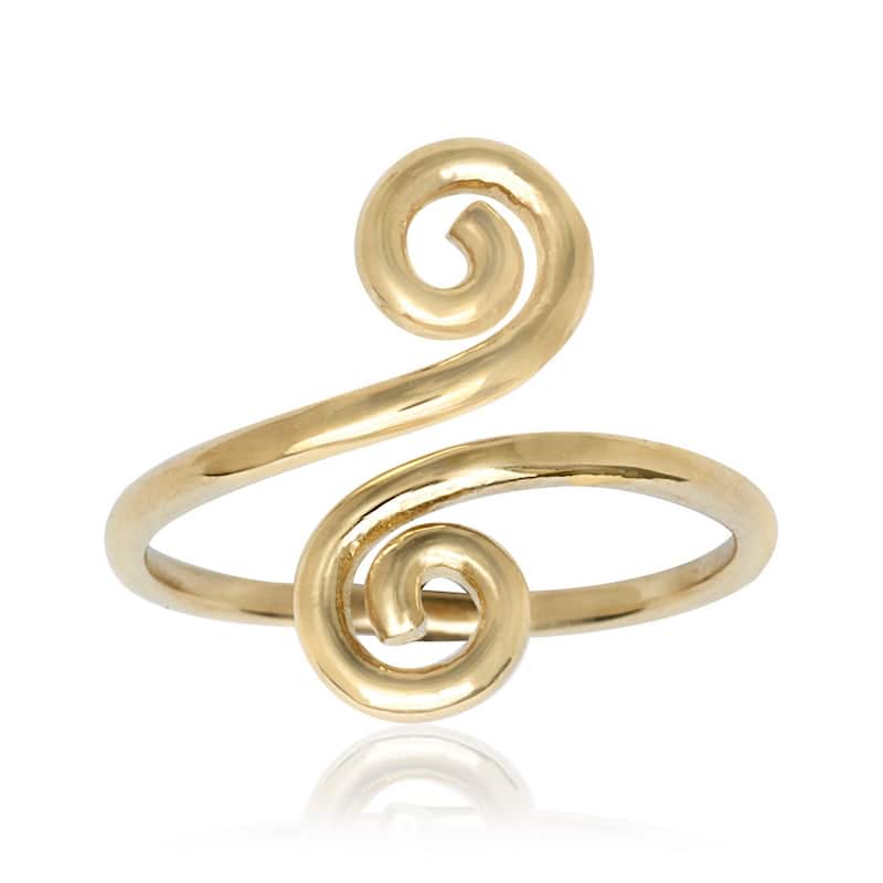 Curata Solid 10K Yellow or White Gold Adjustable Swirl Art Deco Toe Ring - White Gold - Yellow
