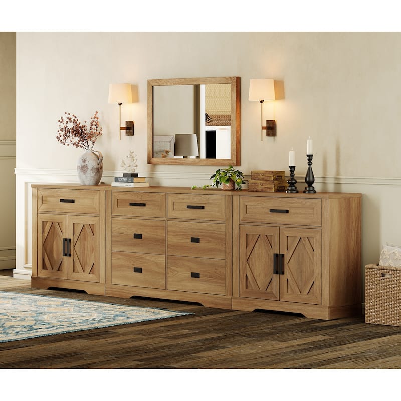 Large TV Stand,3/4-in-1 Farmhouse TV Console Table with Storage Barn Door Cabinet