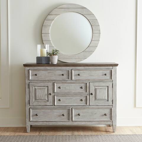 Heartland Antique White Tobacco Opt Dresser & Mirror