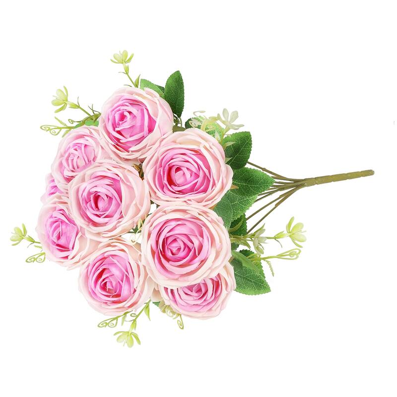 Set of 2 Pink Lavender Artificial Vintage Cabbage Rose Flower Stem Bush Bouquet 17in - 17" L x 10" W x 10" DP