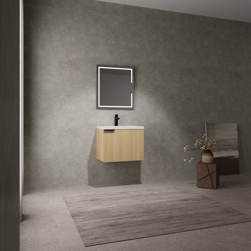 24" Bathroom Vanity Sink Combo with Generous Storage, Modern Oak Cabinet, Soft-Close Doors, and Easy Assembly