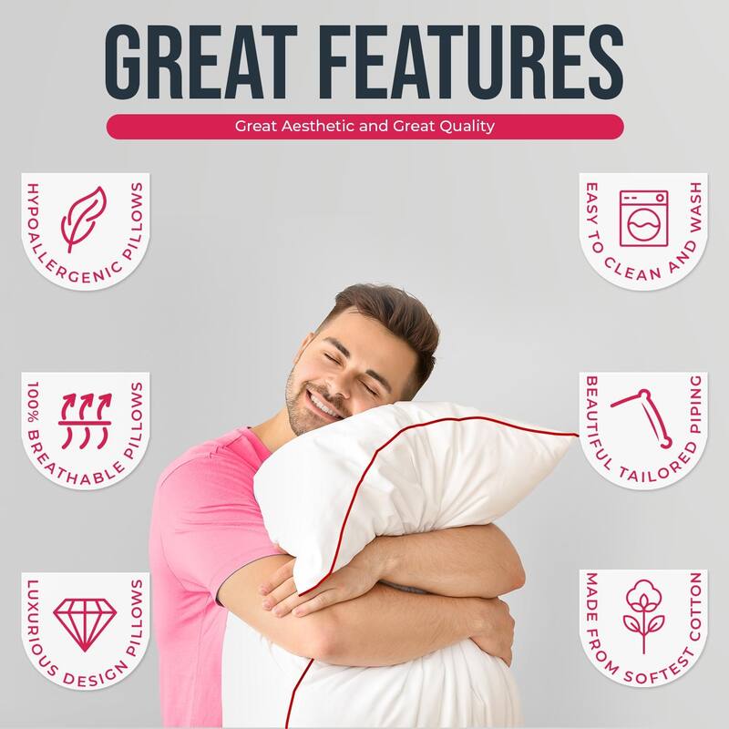 Empyrean Bedding Bed Pillows - Premium Pillows Set of 2 - Perfect for Stomach, Side and Back Sleepers - White