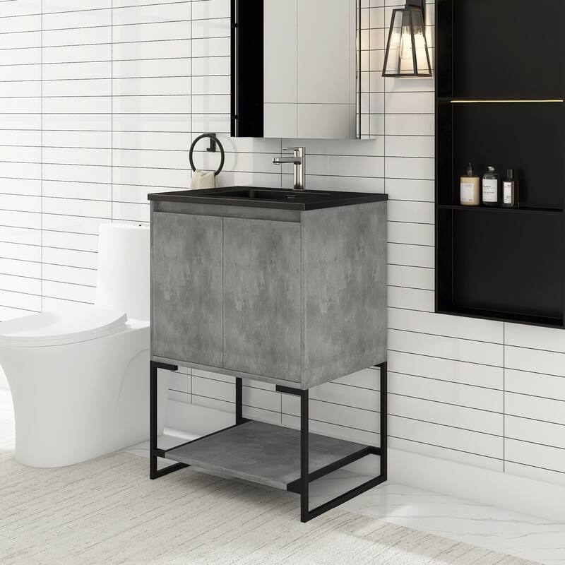 24-inch Freestanding Bath Vanity with White Cultured Mable Top