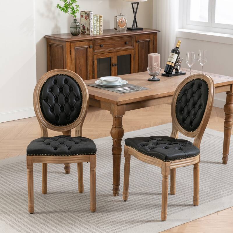 Solid Wood Frame PU artificial leather Dining Chair ,Set of 2