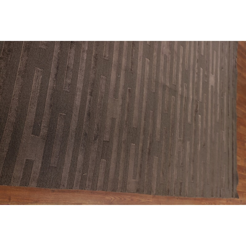 Striped Nepalese Oriental Large Area Rug Handmade Wool Carpet - 10'1" x 13'7"