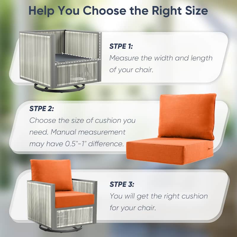 2 Pairs 6 Inch Seat & Back Cushion - Orange - 6 Inch