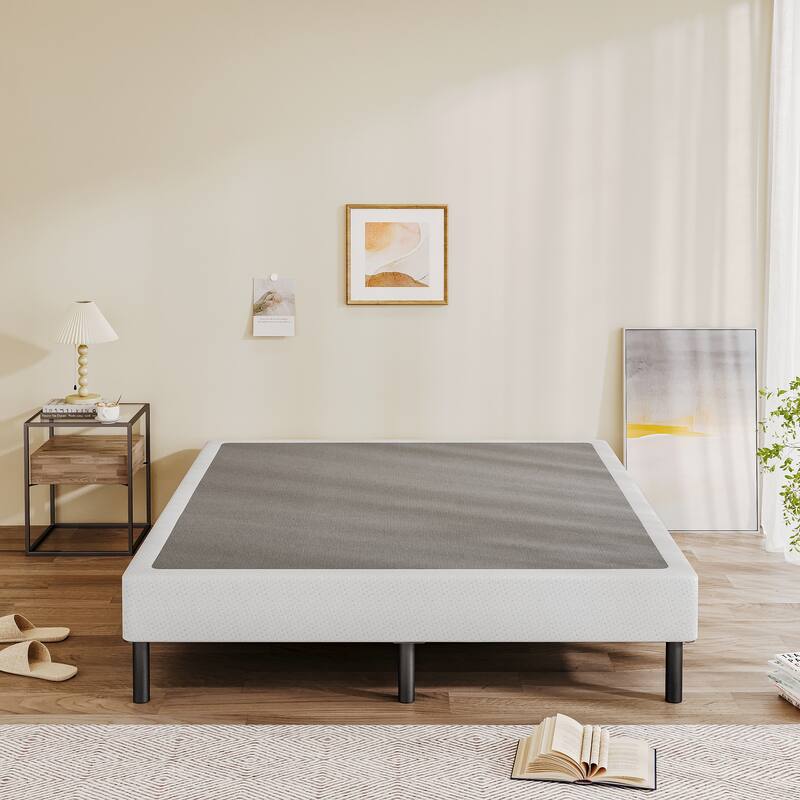 14" High Legs Included Metal Box Spring With Frabric Cover, Sturdy Mattress Foundation, Easy Assembly