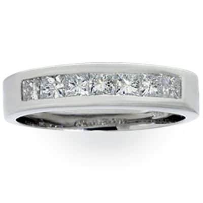 1 1/2 Ct Lab Grown Princess Cut Men's Channel Set Diamond Wedding Ring