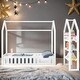 preview thumbnail 1 of 10, White Full Size Wood House Bed with Fence and Storage Shelves White